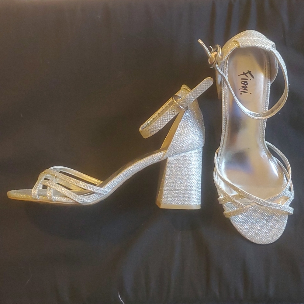 Silver heeled sandals